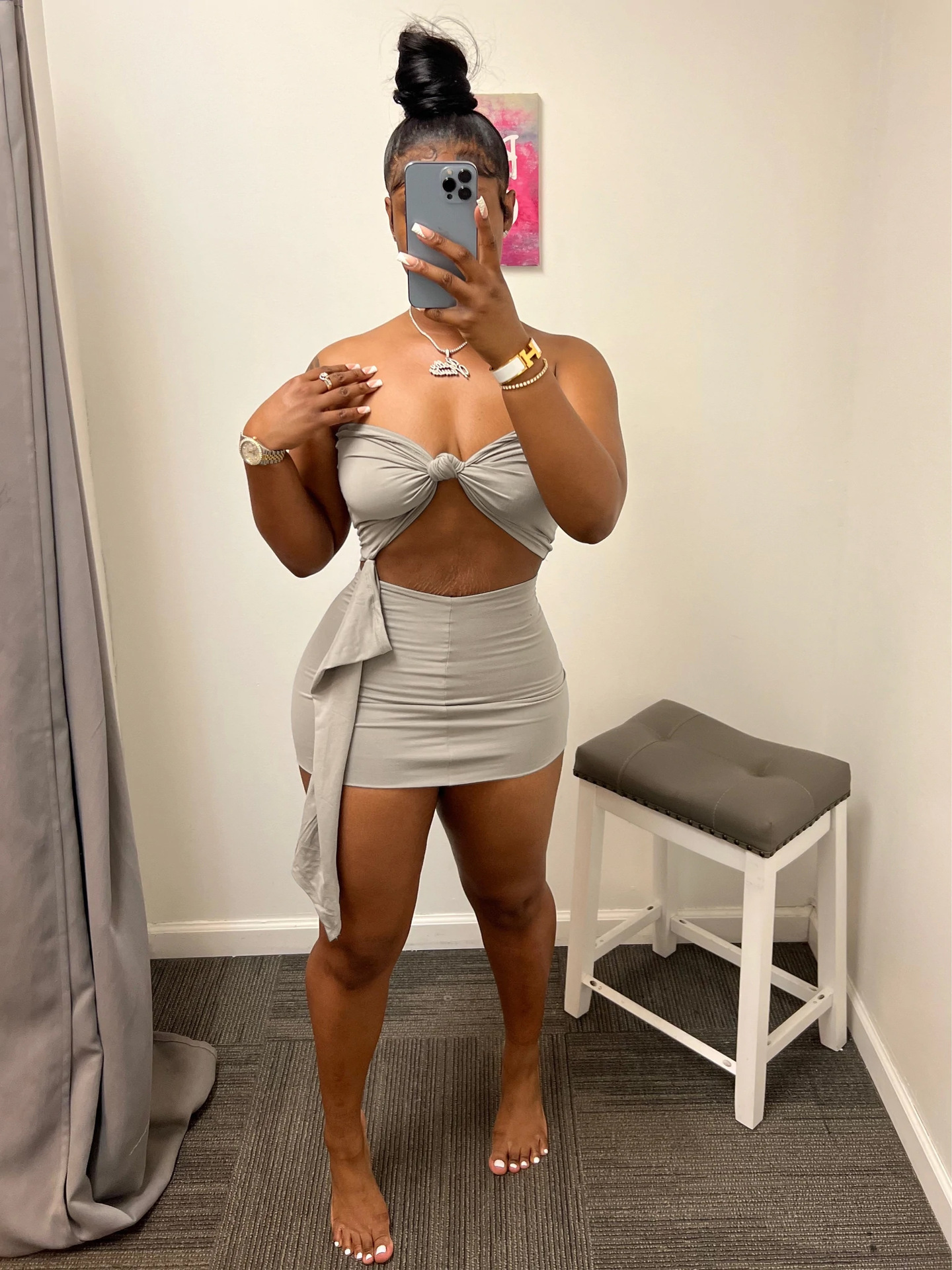 Summer Casual Ribbon Solid Color Strapless Two-Piece Set