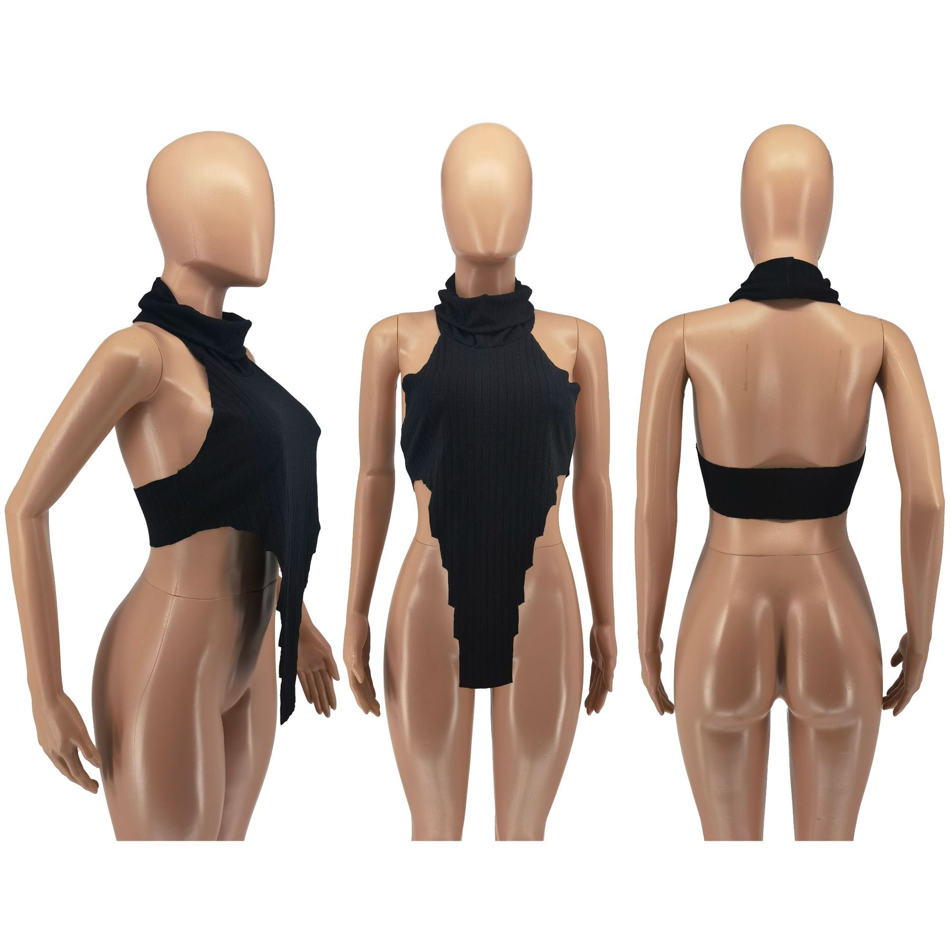 Summer Fashion Hanging Neck Irregular Cotton Top