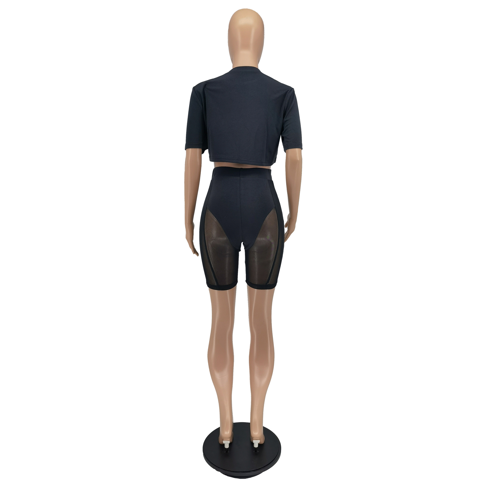 Summer fashion mesh pants solid color two-piece set