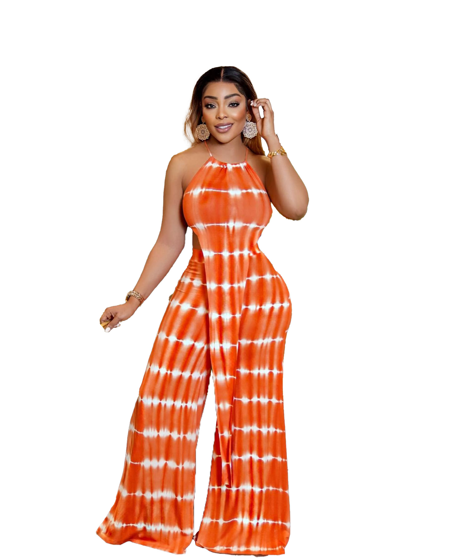 Summer Tie Dye Printed Lace Up Two-Piece Set