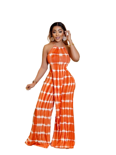 Summer Tie Dye Printed Lace Up Two-Piece Set 01