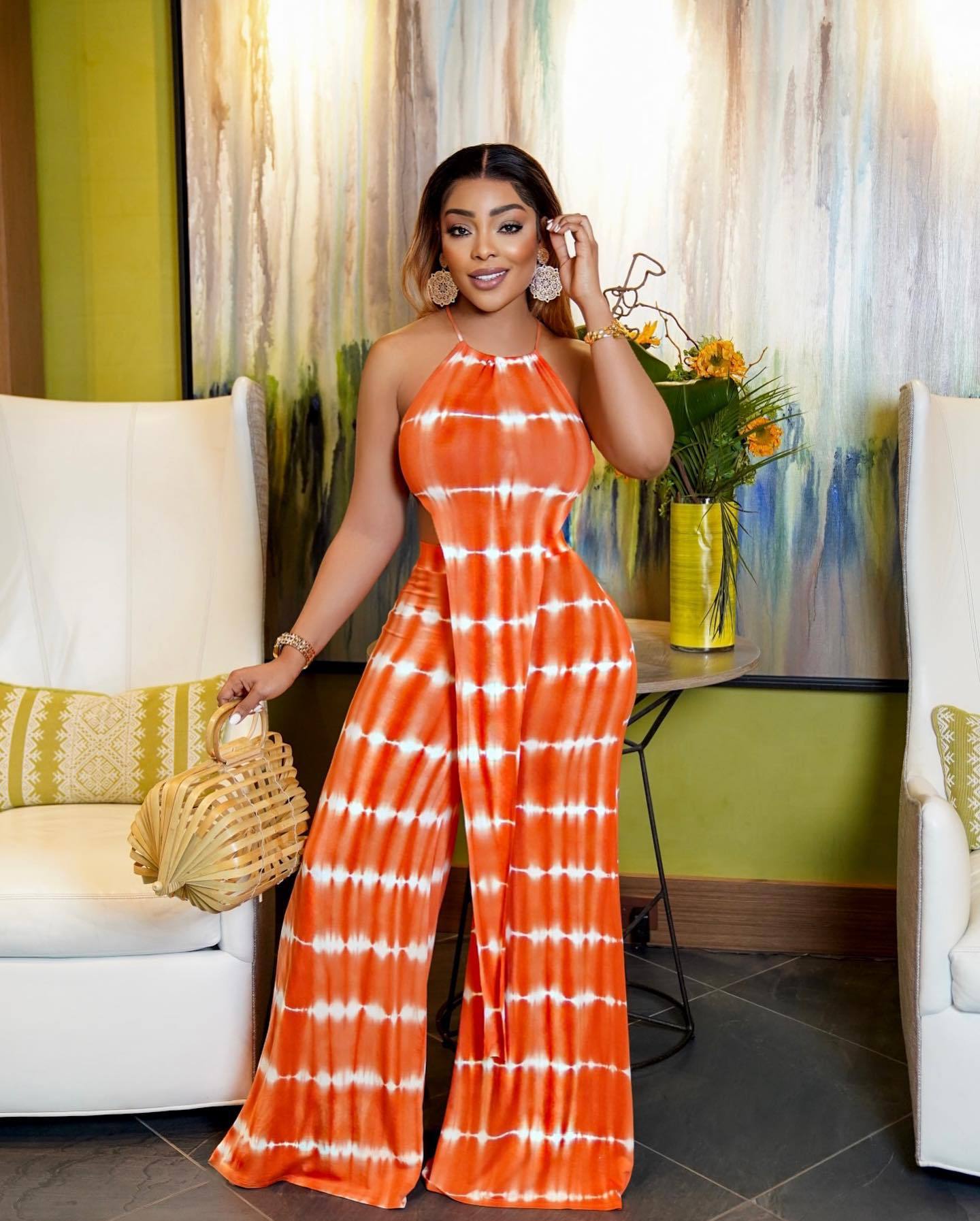 Summer Tie Dye Printed Lace Up Two-Piece Set