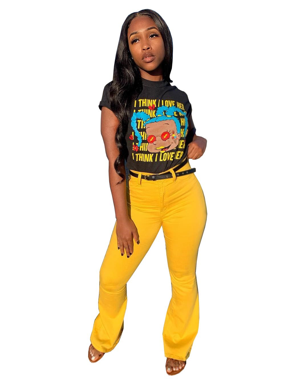 Women'S Digital Printed Cartoon Letter Casual T-Shirt