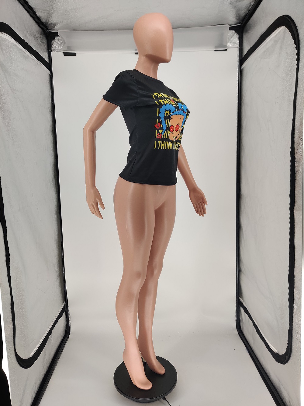 Women'S Digital Printed Cartoon Letter Casual T-Shirt