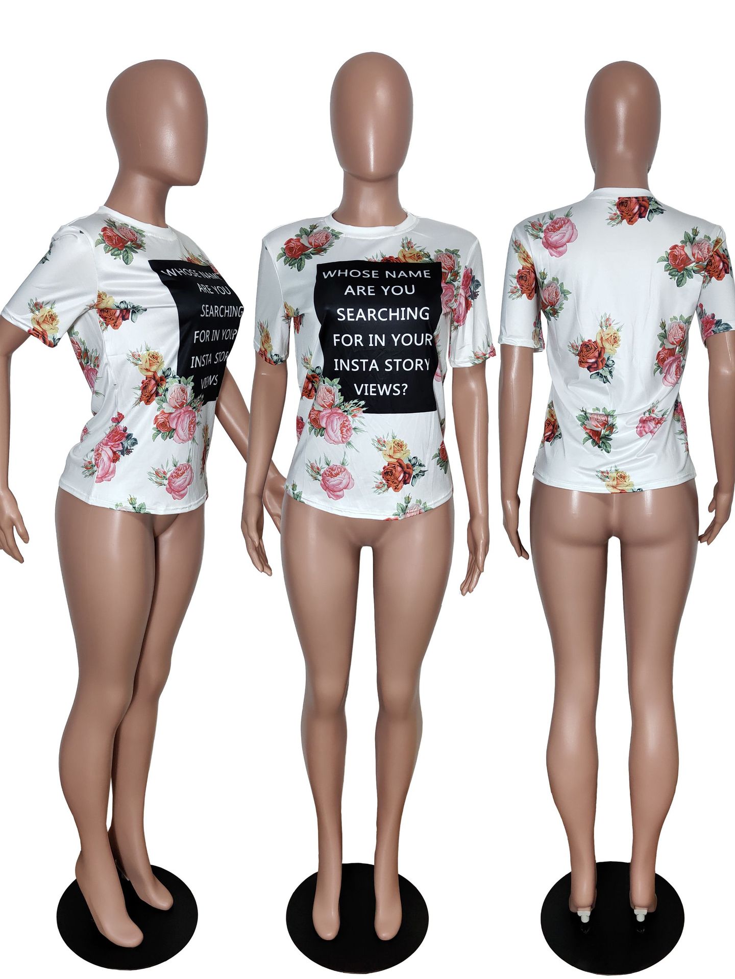 Women'S Summer Short Sleeved Fashion Digital Printed T-Shirt