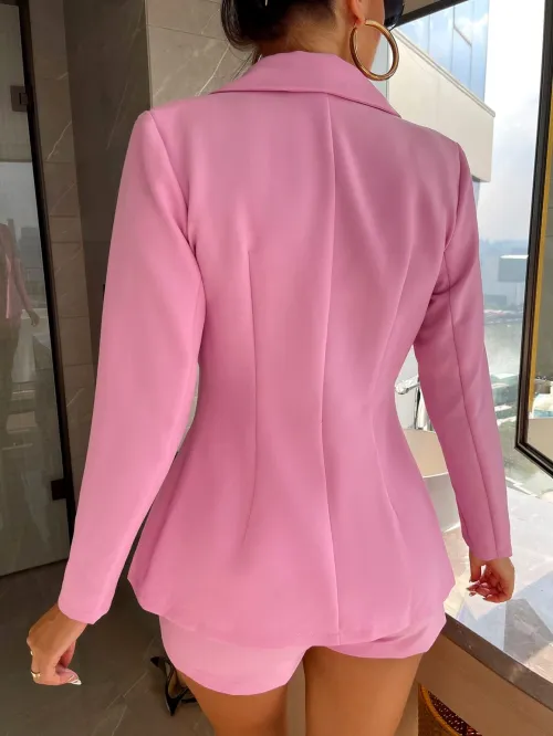 Solid Color Lace Up Small Suit Three Piece Set review Michael Thompson