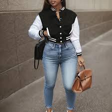 Autumn And Winter Spliced Lamb Fleece Sleeve Baseball Jacket review Laura Bennett
