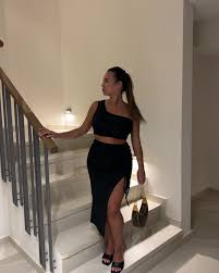 Solid Color Ice Silk Small Pit Strip Shoulder Split Set review Sophia Davis