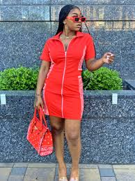 Fashionable Printed Zipper Tight - Fitting Hip - Hugging Dress review Rachel Bennett