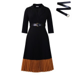 Autumn And Winter Suit Collar Fashionable OL Elegant Pleated Dress