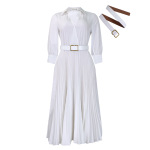 Spring New Solid Color Large Size Belt Dress