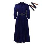 Spring New Solid Color Large Size Belt Dress