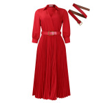 Spring New Solid Color Large Size Belt Dress