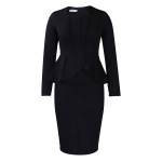 New Autumn And Winter Long-Sleeved OL Temperament Elegant Ruffle Dress