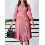 New Autumn Fashion Solid Color Pleated Dress