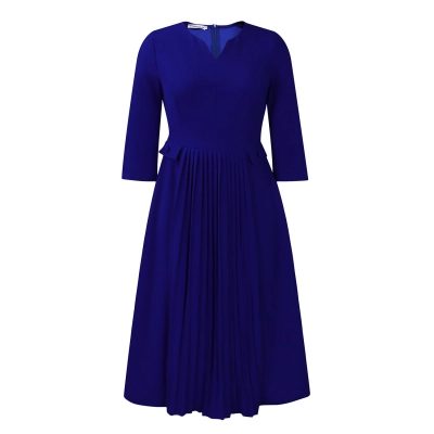 New Autumn Fashion Solid Color Pleated Dress 02