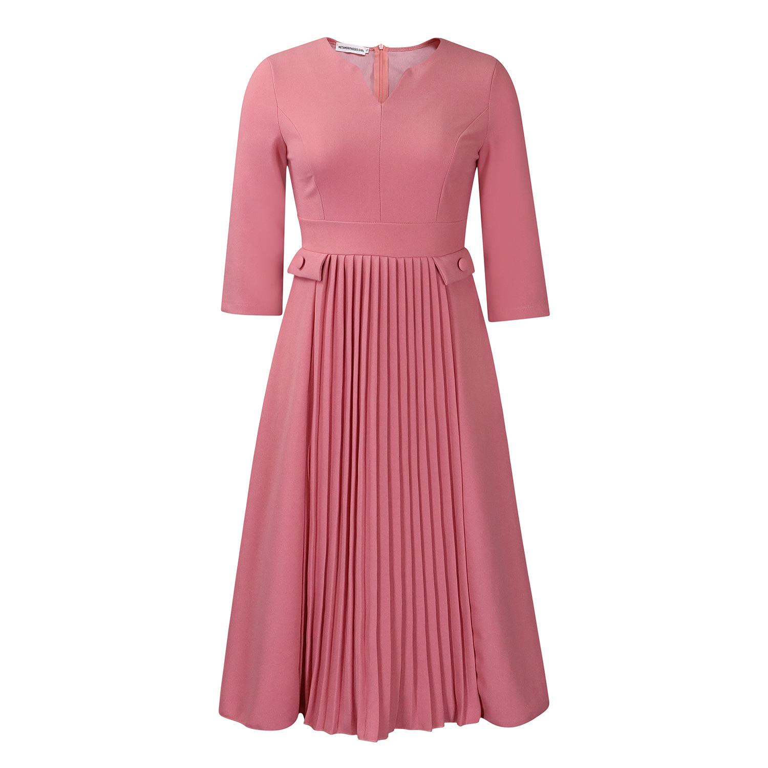 New Autumn Fashion Solid Color Pleated Dress