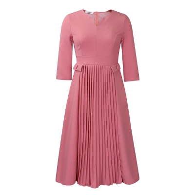 New Autumn Fashion Solid Color Pleated Dress 01