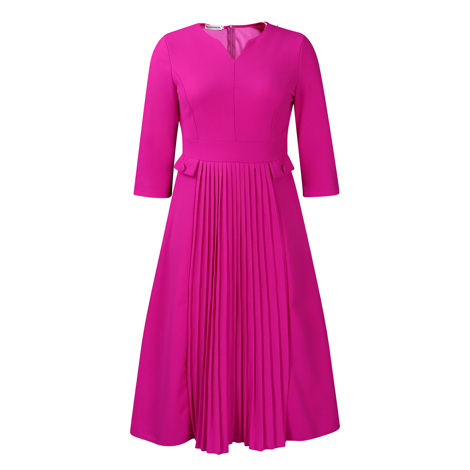 New Autumn Fashion Solid Color Pleated Dress