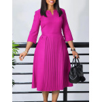 New Autumn Fashion Solid Color Pleated Dress