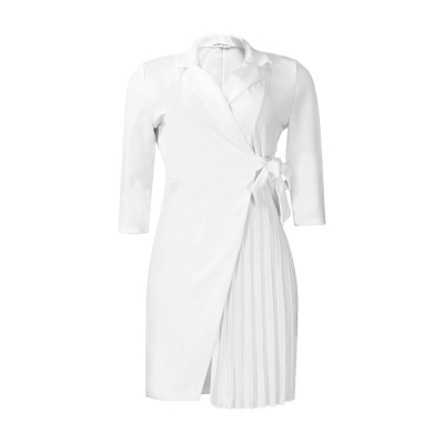 New Fashion Suit Collar Tie Waist Pleated Dress 01