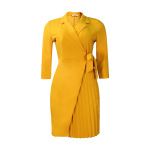 New Fashion Suit Collar Tie Waist Pleated Dress