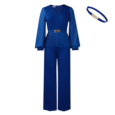 New OL Fashion Commuter Long-Sleeved Top Wide-Leg Pants Suit 02