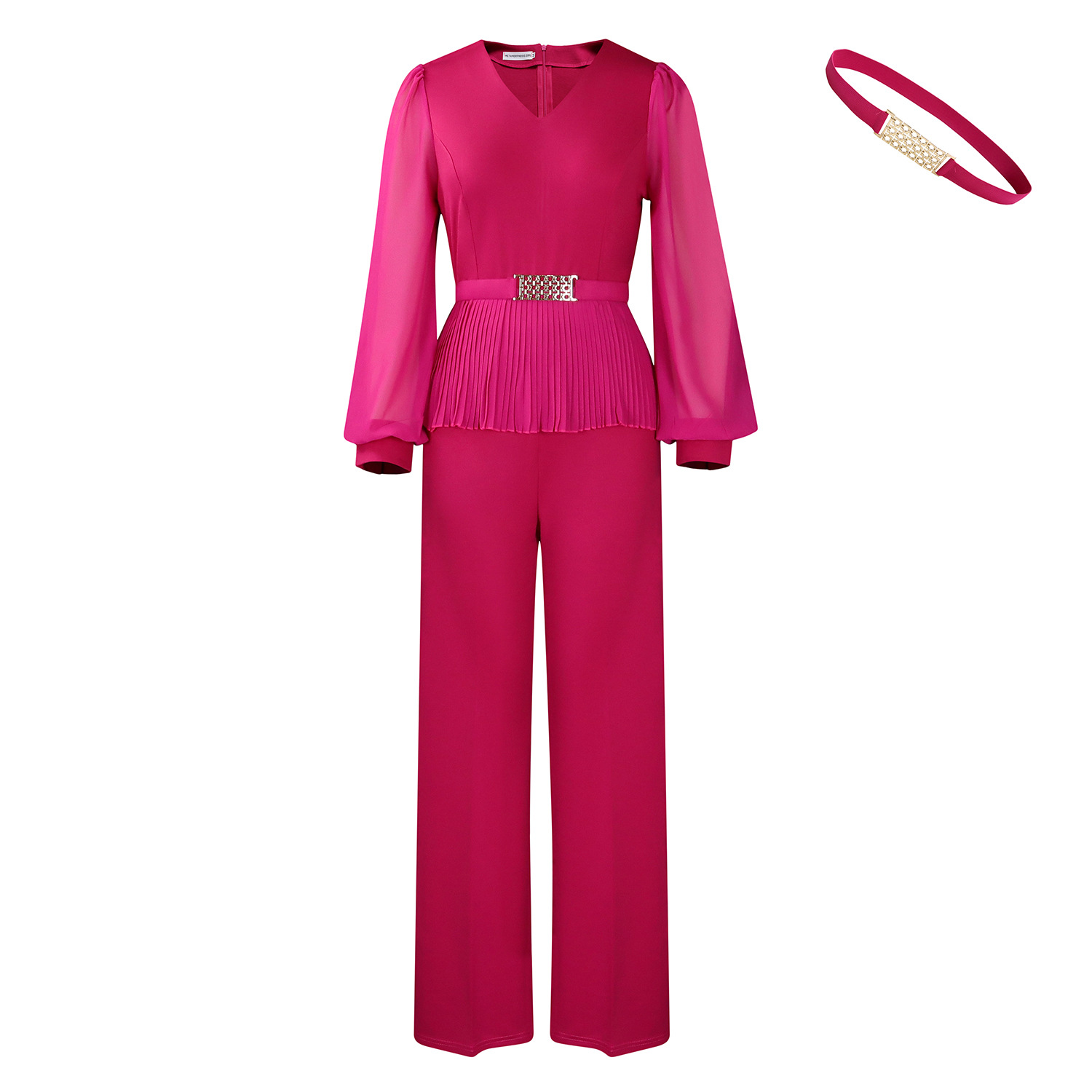 New OL Fashion Commuter Long-Sleeved Top Wide-Leg Pants Suit
