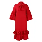 Spring And Summer Fashion Casual Style Ruffled Trumpet Sleeve Dress