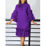 Spring And Summer Fashion Casual Style Ruffled Trumpet Sleeve Dress