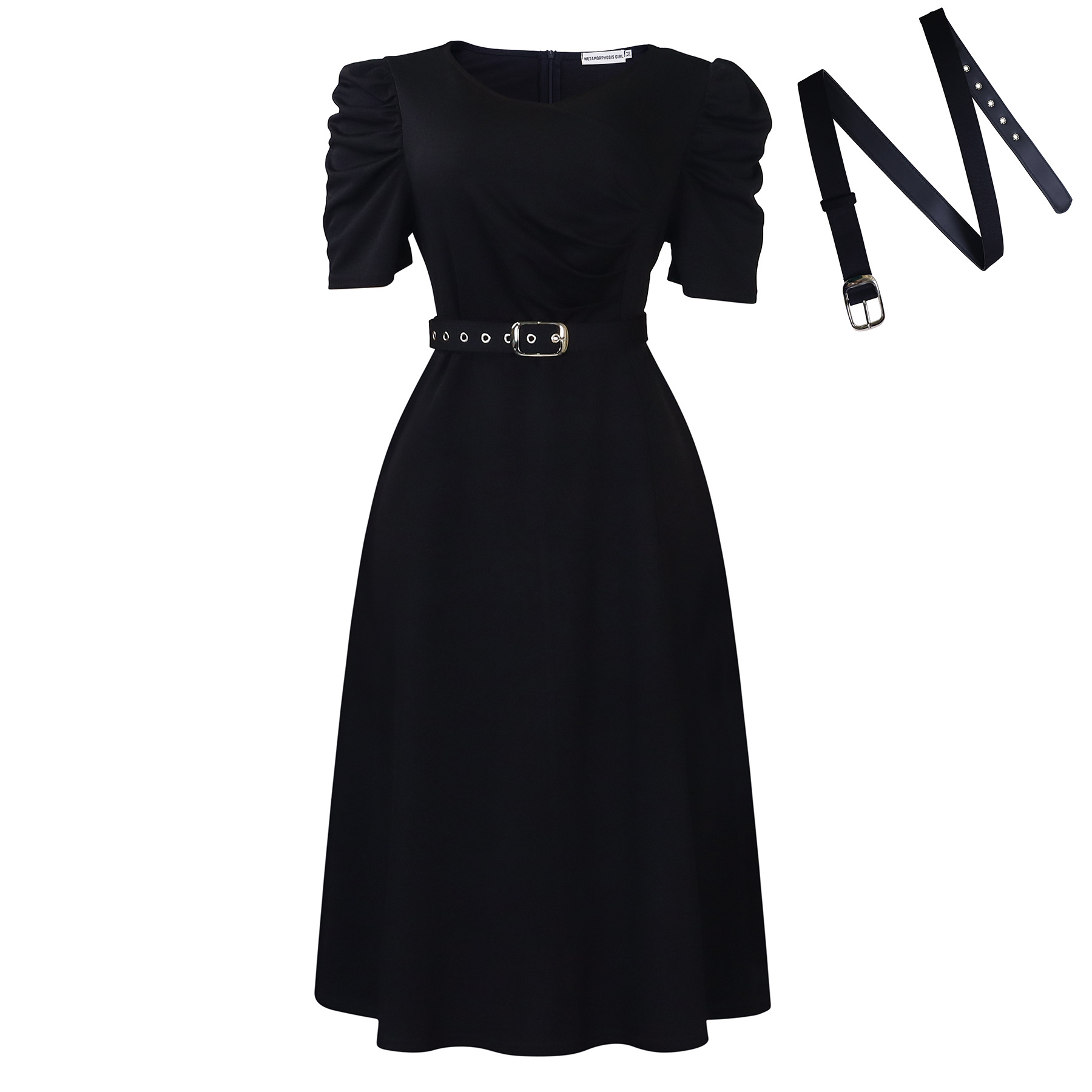 Summer New Fashion Temperament Elegant V-Neck Pleated Large Swing Dress
