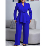 Winter New Fashion OL Ruffled Top Wide-Leg Pants Fashion Suit