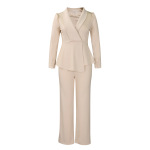 Winter New Fashion OL Ruffled Top Wide-Leg Pants Fashion Suit