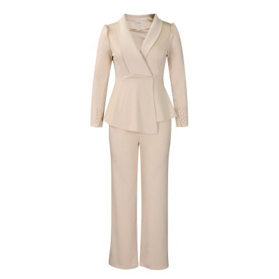 Winter New Fashion OL Ruffled Top Wide-Leg Pants Fashion Suit 01