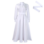 New Autumn Style Solid Color Lapel Long Sleeve A-Line Dress
