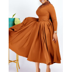 New Fashion Turtleneck Beaded Swing Dress Waist Dress