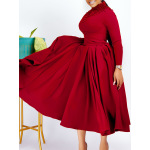 New Fashion Turtleneck Beaded Swing Dress Waist Dress