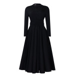 New Fashion Turtleneck Beaded Swing Dress Waist Dress