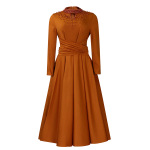 New Fashion Turtleneck Beaded Swing Dress Waist Dress