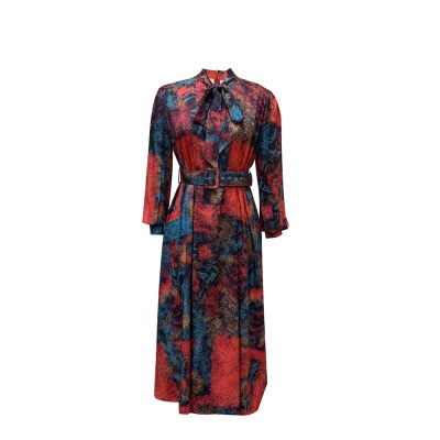 Spring New Long Sleeve High Waist Printed Party Dress 01