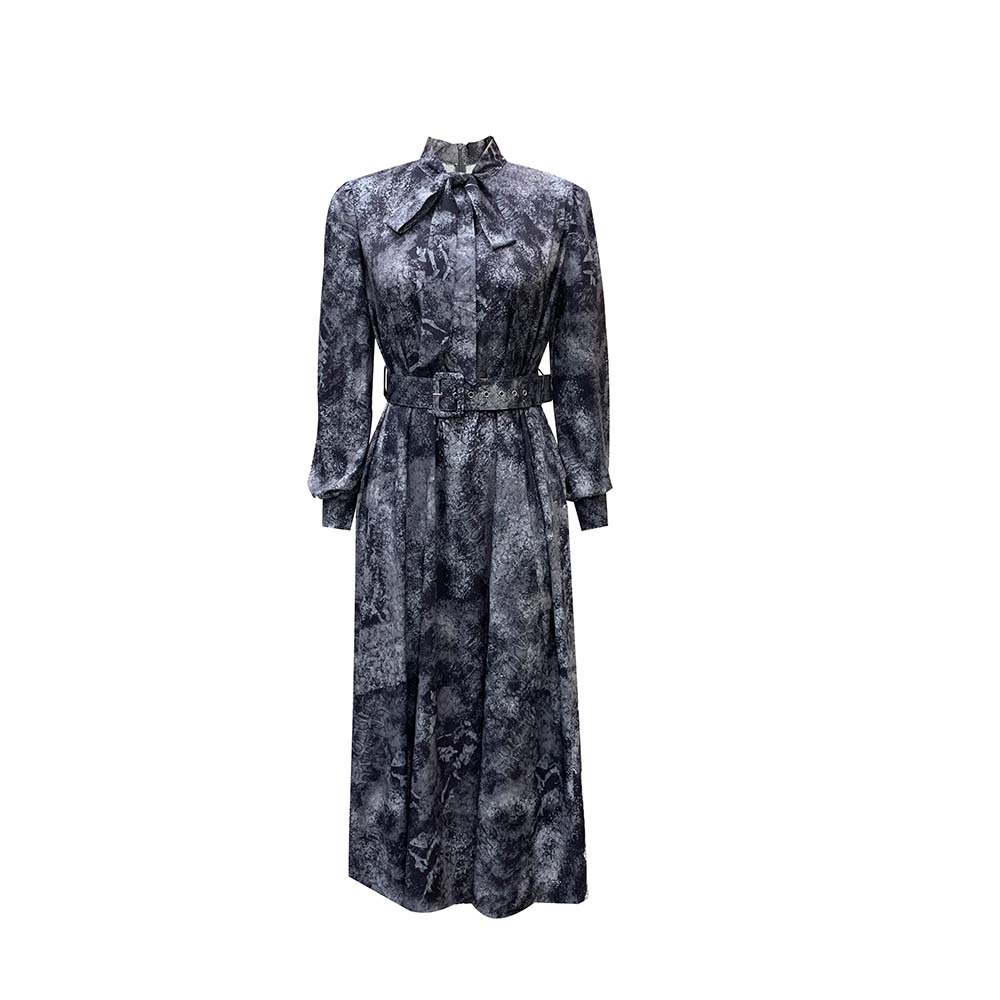 Spring New Long Sleeve High Waist Printed Party Dress