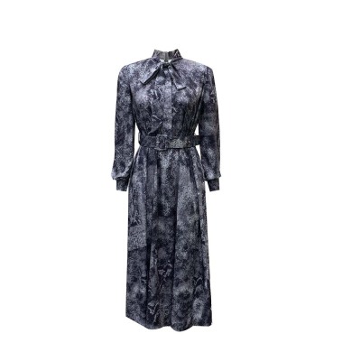 Spring New Long Sleeve High Waist Printed Party Dress 02