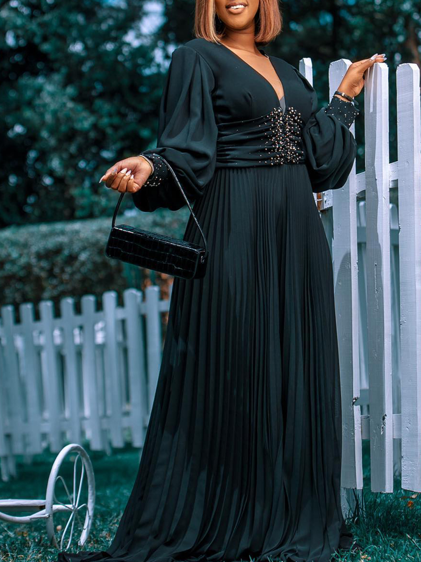Beaded Mesh Fashionable Casual Loose Wide-Leg Jumpsuit