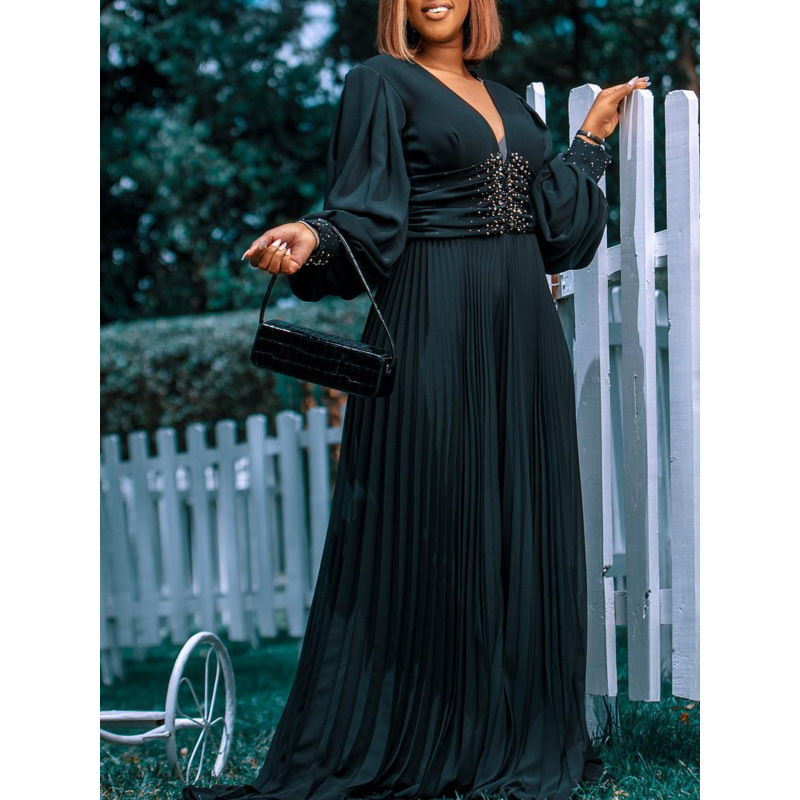 Beaded Mesh Fashionable Casual Loose Wide-Leg Jumpsuit