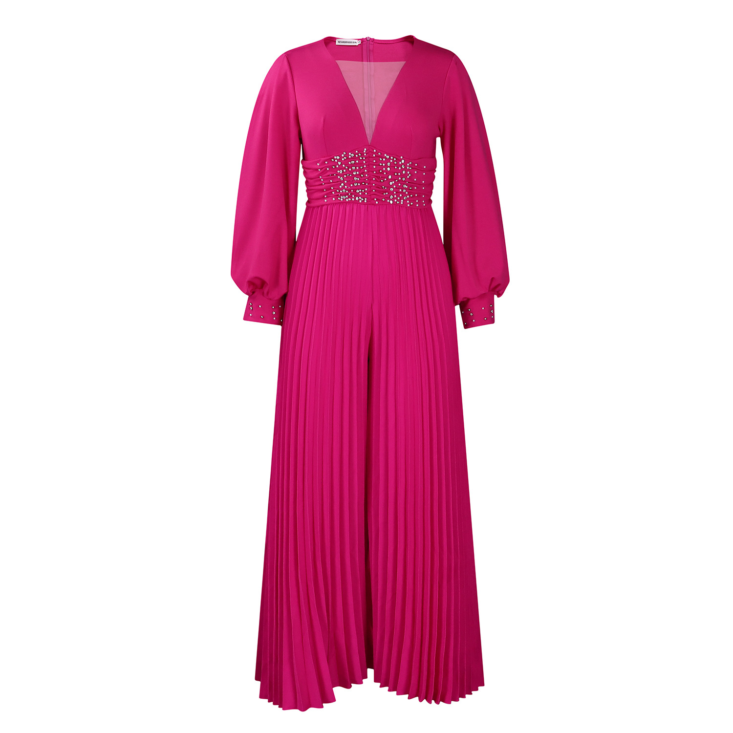 Beaded Mesh Fashionable Casual Loose Wide-Leg Jumpsuit