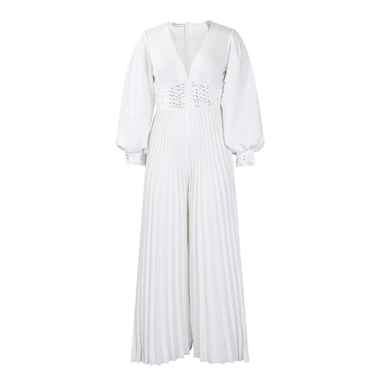 Beaded Mesh Fashionable Casual Loose Wide-Leg Jumpsuit