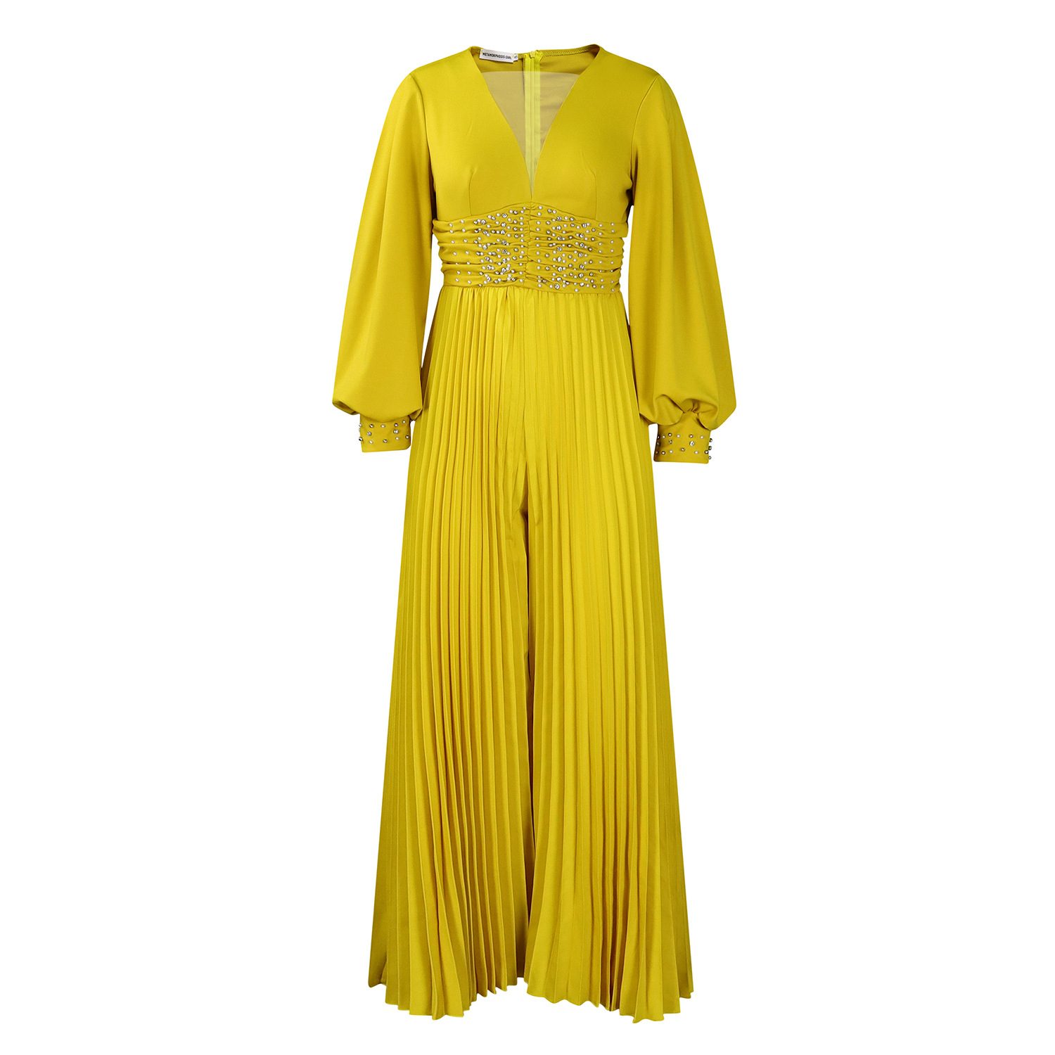 Beaded Mesh Fashionable Casual Loose Wide-Leg Jumpsuit