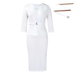 Fashion Big Lapel Waist OL Tunic Hip Pencil Skirt
