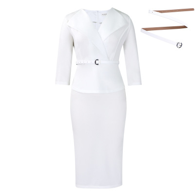 Fashion Big Lapel Waist OL Tunic Hip Pencil Skirt 02