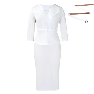 Fashion Big Lapel Waist OL Tunic Hip Pencil Skirt 02